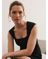 The Fold Women's Sculptural Square Neck Sheath Dress