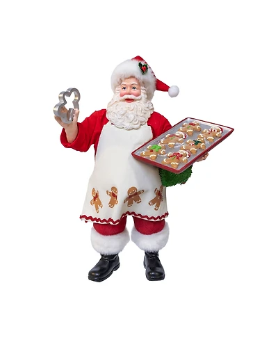 Kurt Adler 10.5" Fabriche Chef Santa Holding Tray of Decorated Gingerbread