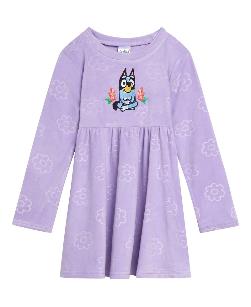 Bluey Toddler Girls (2T-5T) Velour Skater Dress