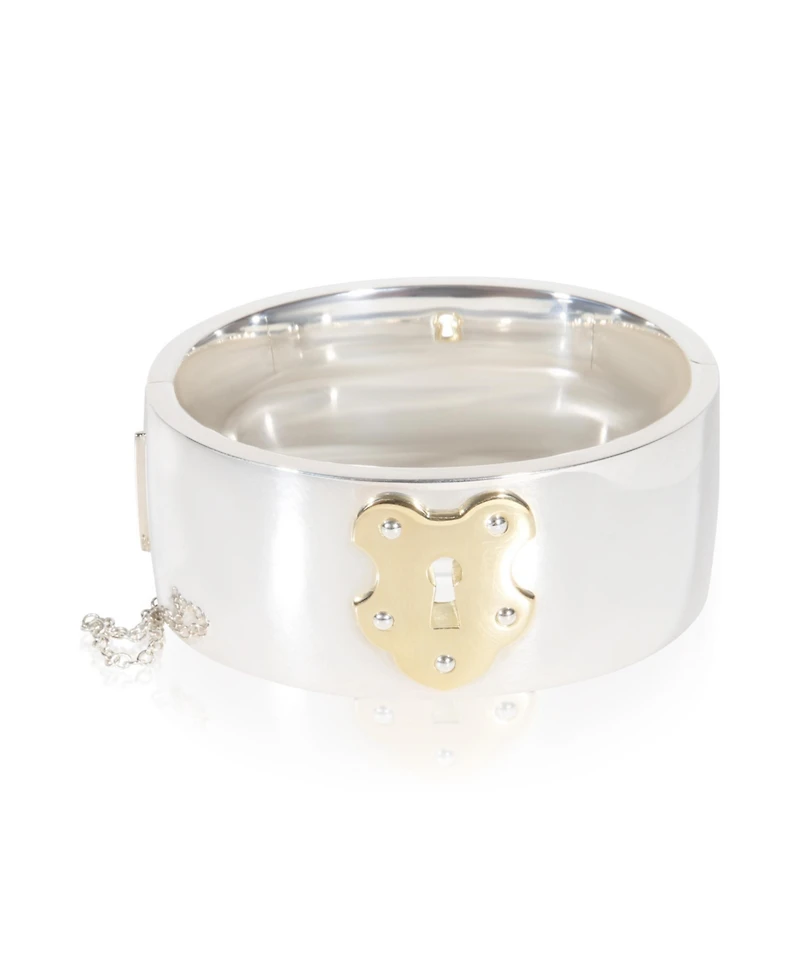 Pre-Owned Tiffany & Co Yellow Gold and Sterling Silver Wide Lock Bracelet