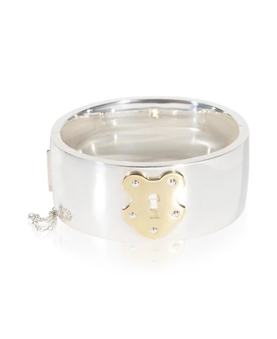 Pre-Owned Tiffany & Co Yellow Gold and Sterling Silver Wide Lock Bracelet
