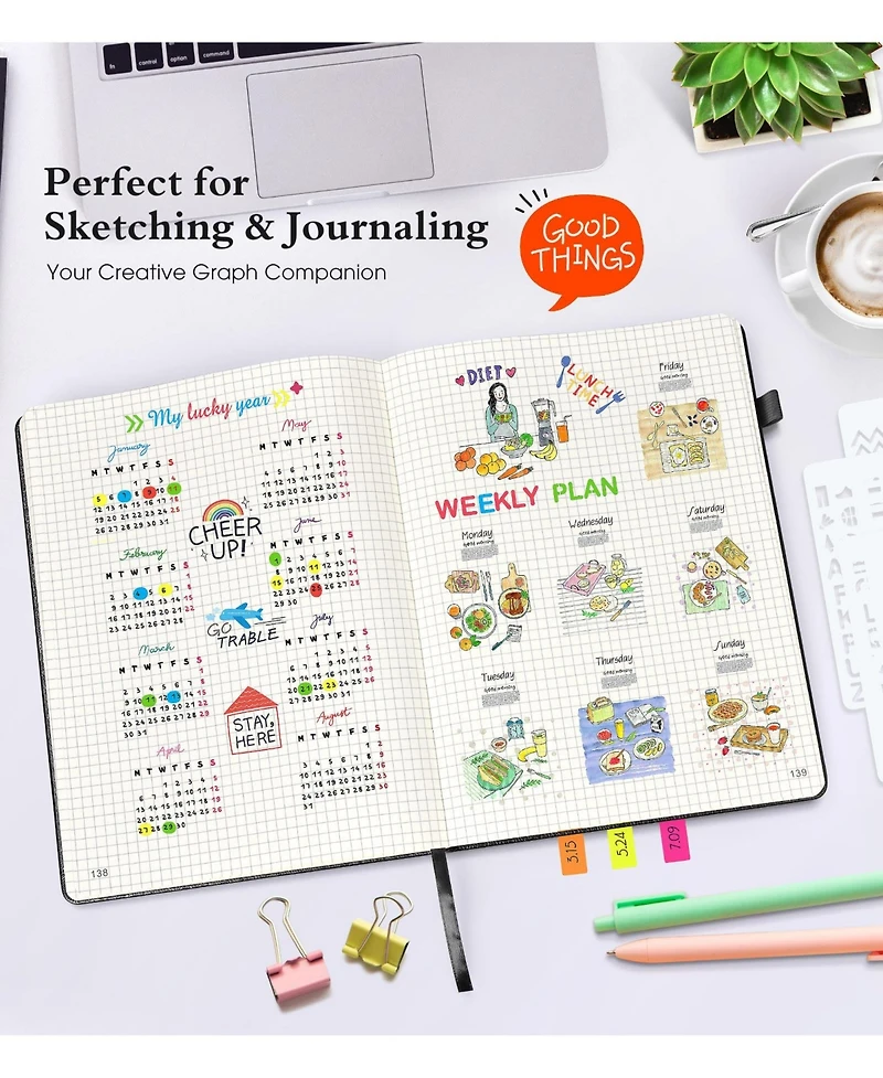 Danrong 365 Page A4 Lined Hardcover Journal Thick Ruled Paper with Closure Band and Pocket