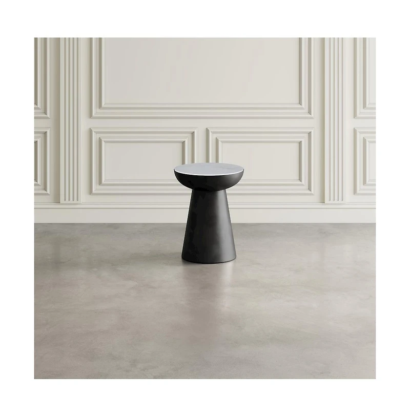 Jofran Circularity Modern Luxury Marble and Iron 18" Round Pedestal End Table