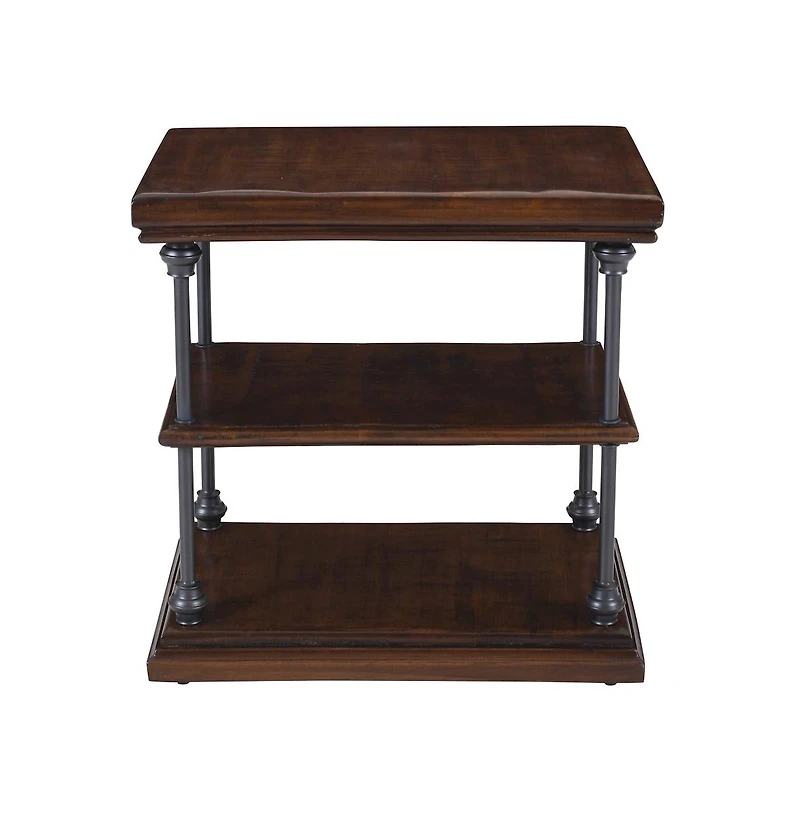 Jofran Larson Modern Industrial Solid Wood Chairside End Table with Storage