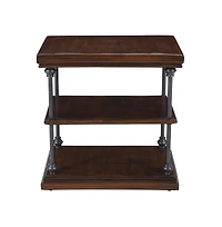 Jofran Larson Modern Industrial Solid Wood Chairside End Table with Storage