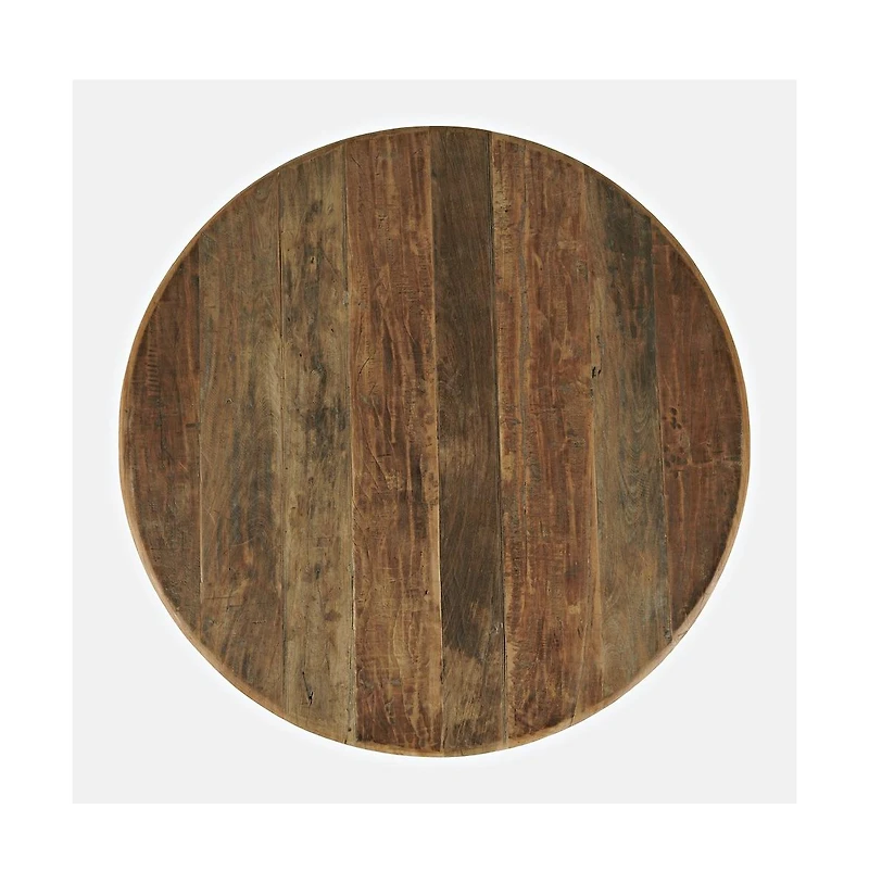 Jofran Five Piece Round Rustic Reclaimed Solid Wood Round Dining Set