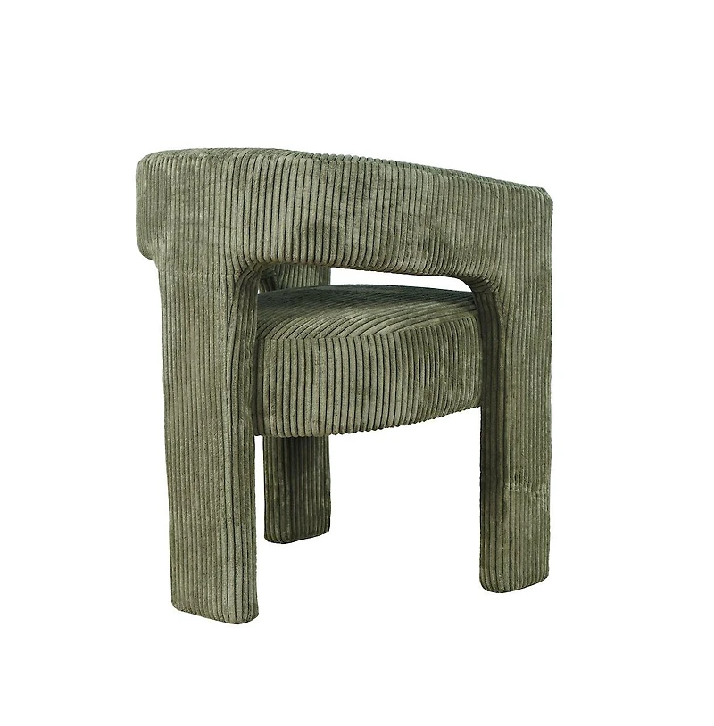Jofran Bowen Modern Three-Leg Upholstered Accent Dining Armchair with Corduroy Fabric