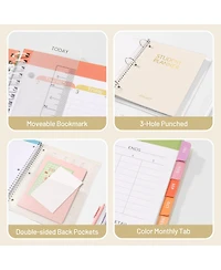 Danrong Student Planner Academic Weekly Monthly Plan Book School Lesson Organizer with Bookmark Tabs 3 Hole Punched