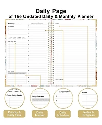 Danrong Undated Daily Planner Hardcover Hourly Schedule To Do Lists Habit Tracker Layflat Binding All One Planning Tool