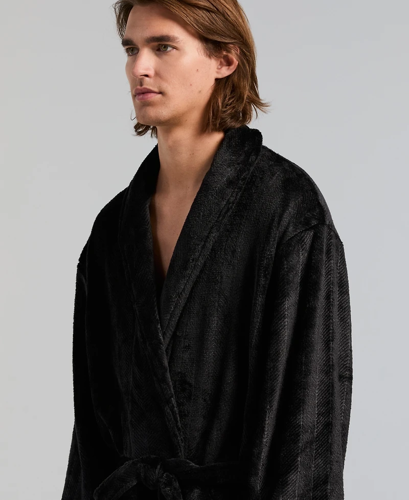 Perry Ellis Portfolio Men's Fleece-Herringbone Robe
