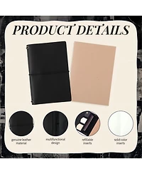 Danrong Genuine Leather Refillable Travel Journal Notebook With Card Slots Pen Holder