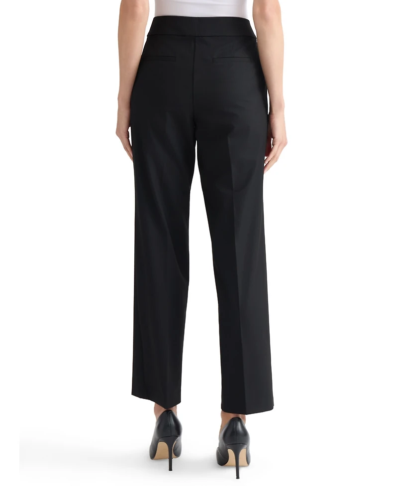 Kasper Women's Machine Washable Bi-Stretch Mid-Rise Straight Pants, Regular & Petite