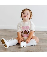 Sweet Wink Baby Girls 0-24M Game Day Sequin Patch Short Sleeve Romper