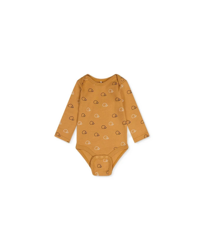 Deux par Baby Boys 3M-24M Three Pack Cotton Onesie Brown Printed Hedgehogs