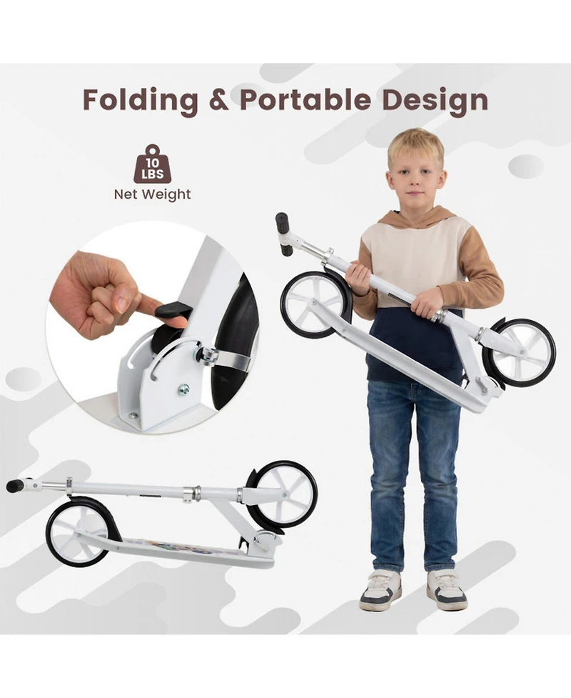 Sugift Folding Aluminum Kick Scooter with Adjustable Height, 220 lb Capacity, Ages 8+