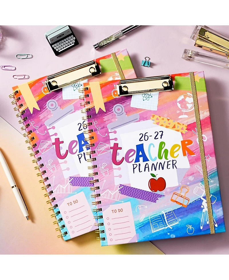 Danrong Teacher Planner Weekly Monthly Academic Plan Book With Color Tabs Pocket Clipboard
