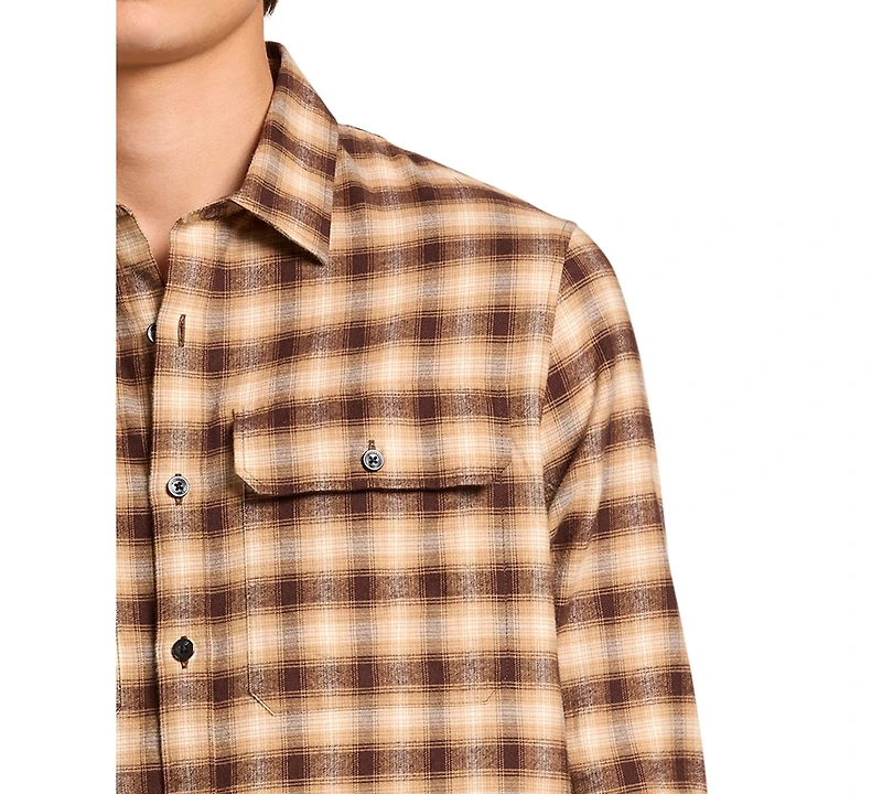 Michael Kors Men's Plaid-Print Brushed Cotton-Twill Shirt, Created for Macy's