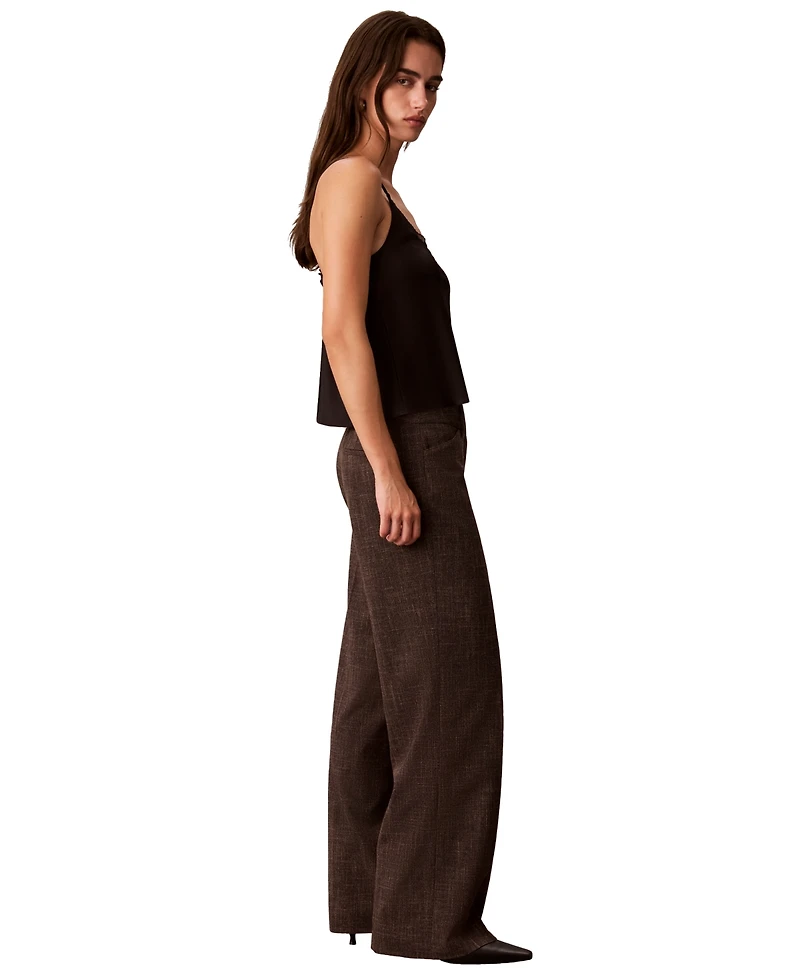 Calvin Klein Women's Windowpane High-Rise Wide-Leg Pants