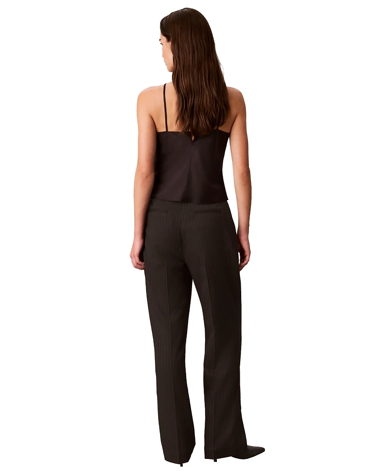 Calvin Klein Women's High-Waist Straight-Leg Pinstripe Dress Pants
