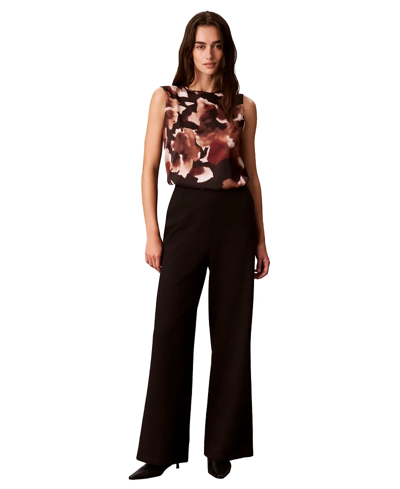 Calvin Klein Women's Sleeveless Crewneck Floral-Print Tank