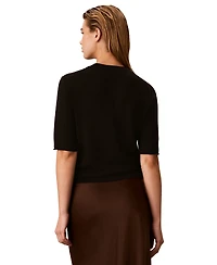 Calvin Klein Women's Roll-Tab Short-Sleeve Crewneck Sweater