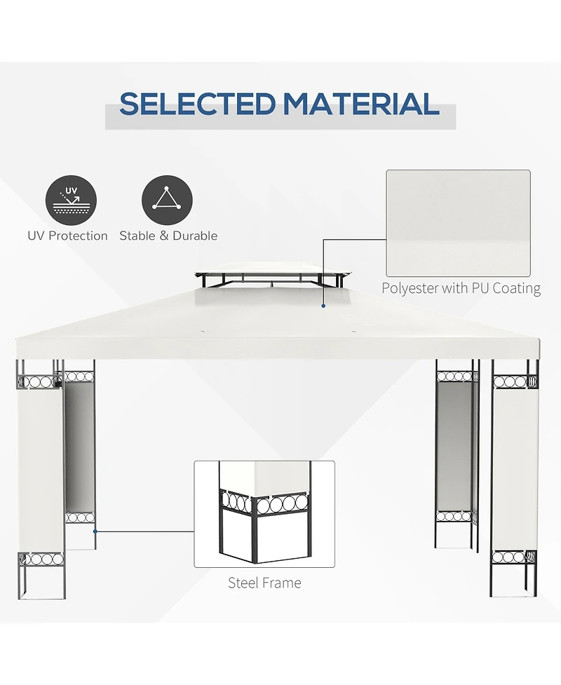 Outsunny 13' x 10' Patio Gazebo Outdoor Canopy Shelter with Double Vented Roof, Steel Frame for Lawn Backyard and Deck, Cream White