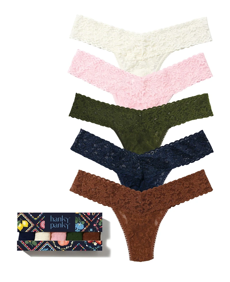 Hanky Panky Garden Party Low-Rise Lace Thong, 5-Pack