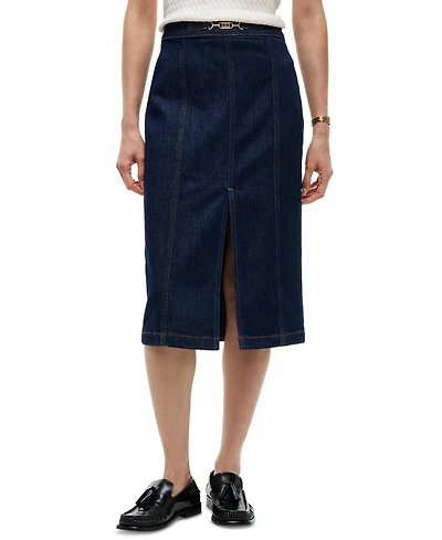 Tommy Hilfiger Women's Claire High-Waisted Midi Denim Skirt