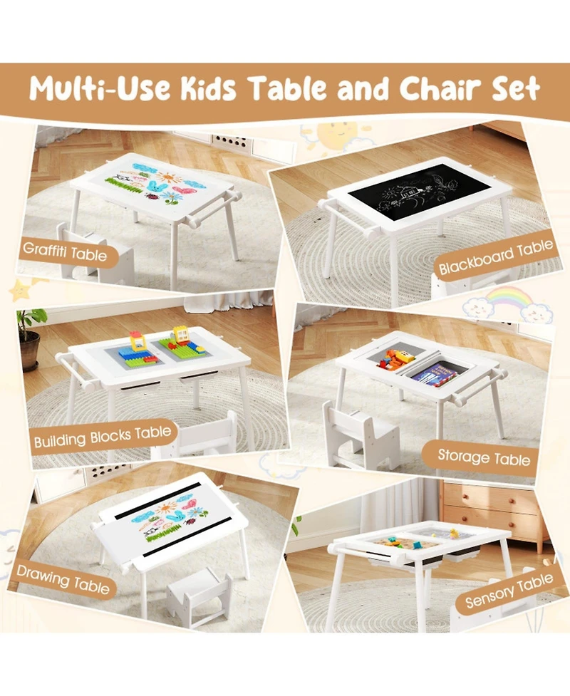 Gouun Kids Sensory Table and Chair Set with Foldable Bins and Paper Roll