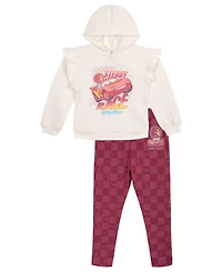 Cars Girls' 4-16 Graphic Hooded Checkerboard Hoodie and Leggings, 2-Piece Set
