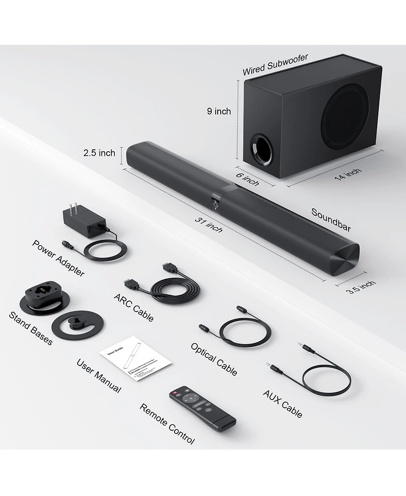 Cowin 120W Sound Bar with Subwoofer 5.0 Bluetooth Soundbar for Smart Tv, 2 in 1 Detachable Tv Sound Bar