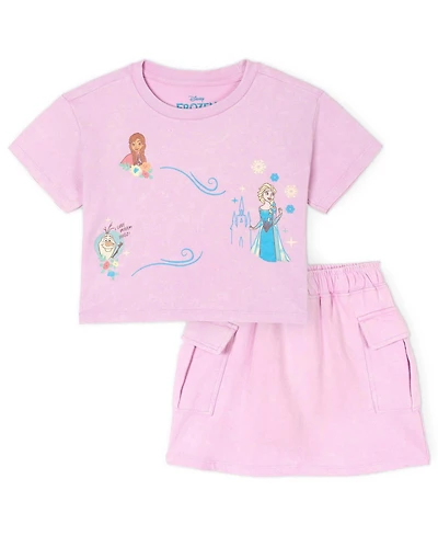 Frozen Toddler Girls' 2-Piece Mineral Wash Tee and Skort Set