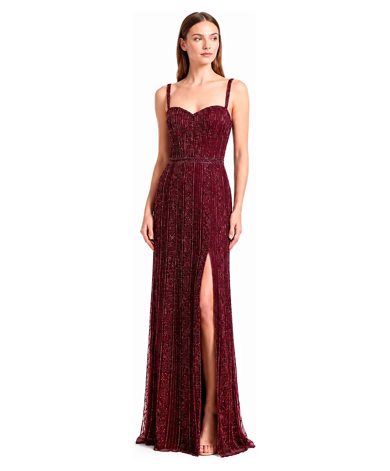 Lara Plus Size Spaghetti-Strap Beaded Gown