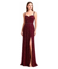 Lara Plus Size Spaghetti-Strap Beaded Gown