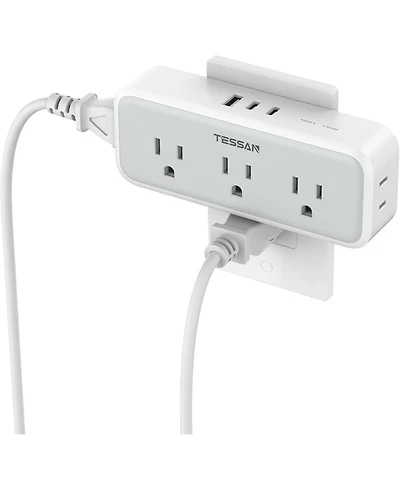Tessan Wall Outlet Extender with 5 Ac Outlets and 3 Usb Ports