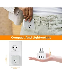 Tessan European and Italy Travel Plug Adapter with 3 Outlets and 3 Usb Ports