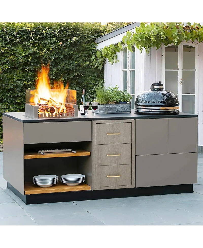 GarveeLife Stainless Steel Bbq Island Drawer Cabinet with 2 Drawers & Paper Towel Holder