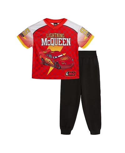 Cars Toddler Boys' 2T-5T Lightning McQueen Athletic Jersey Tee and Joggers, 2-Piece Set