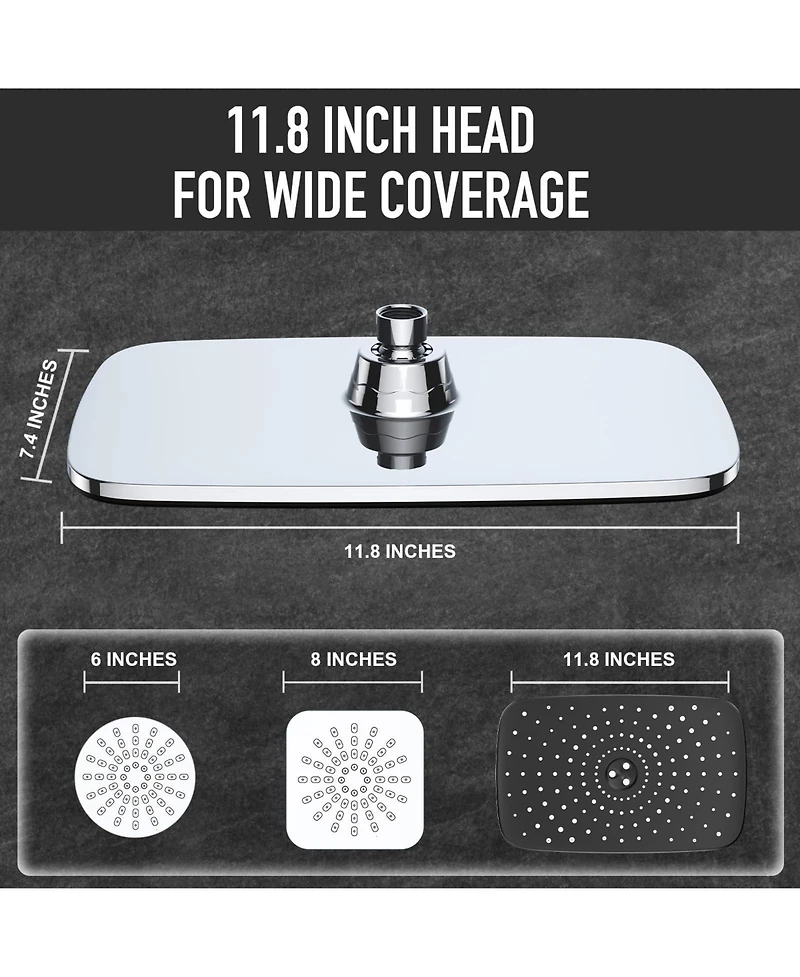 Cyqbd 11.8" Rain Shower Head With Handheld Dual Heads 5 Spray Modes