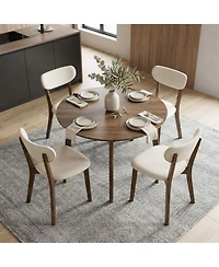 Sugift Set of 4 Dining Chairs with Solid Rubber Wood Frame and Padded Seats