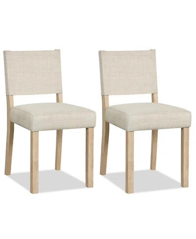 Sugift Set of 2 Upholstered Dining Chairs with Solid Rubber Wood Legs