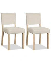Sugift Set of 2 Upholstered Dining Chairs with Solid Rubber Wood Legs