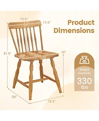 Sugift Set of 2 Windsor Dining Chairs with Curved Spindle Back Rubber Wood