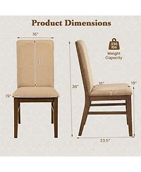 Sugift Set of 2 Upholstered Dining Chairs with Solid Rubber Wood Legs