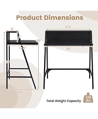 Sugift 31.5inch Industrial Desk with Raised Shelf and Metal Frame