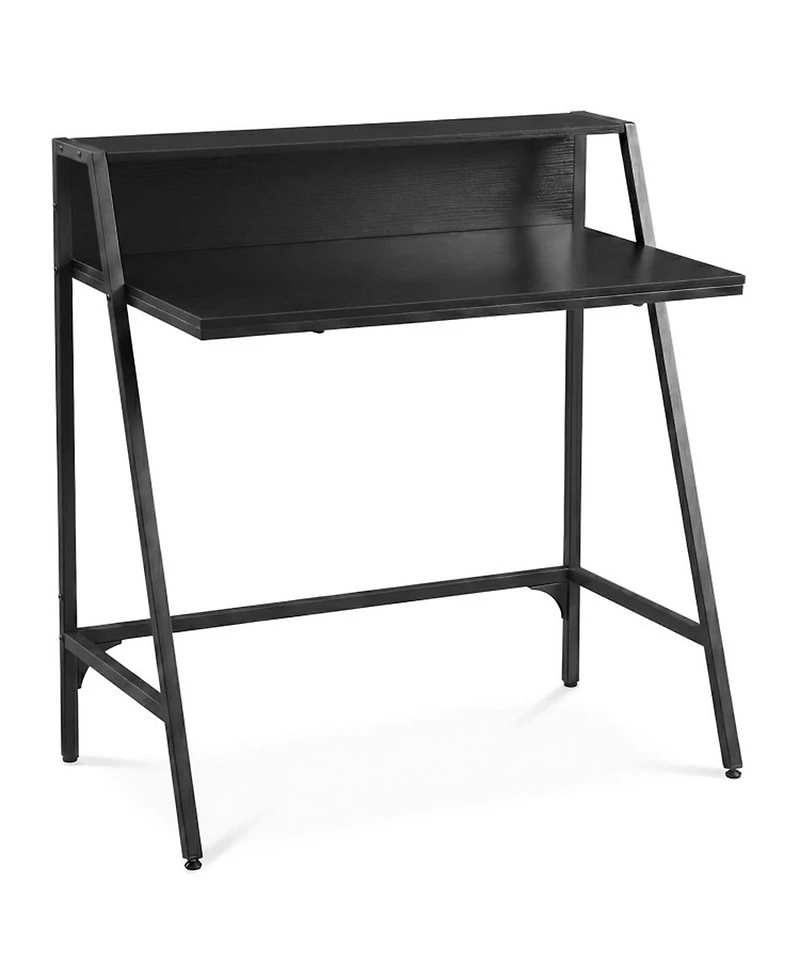 Sugift 31.5inch Industrial Desk with Raised Shelf and Metal Frame