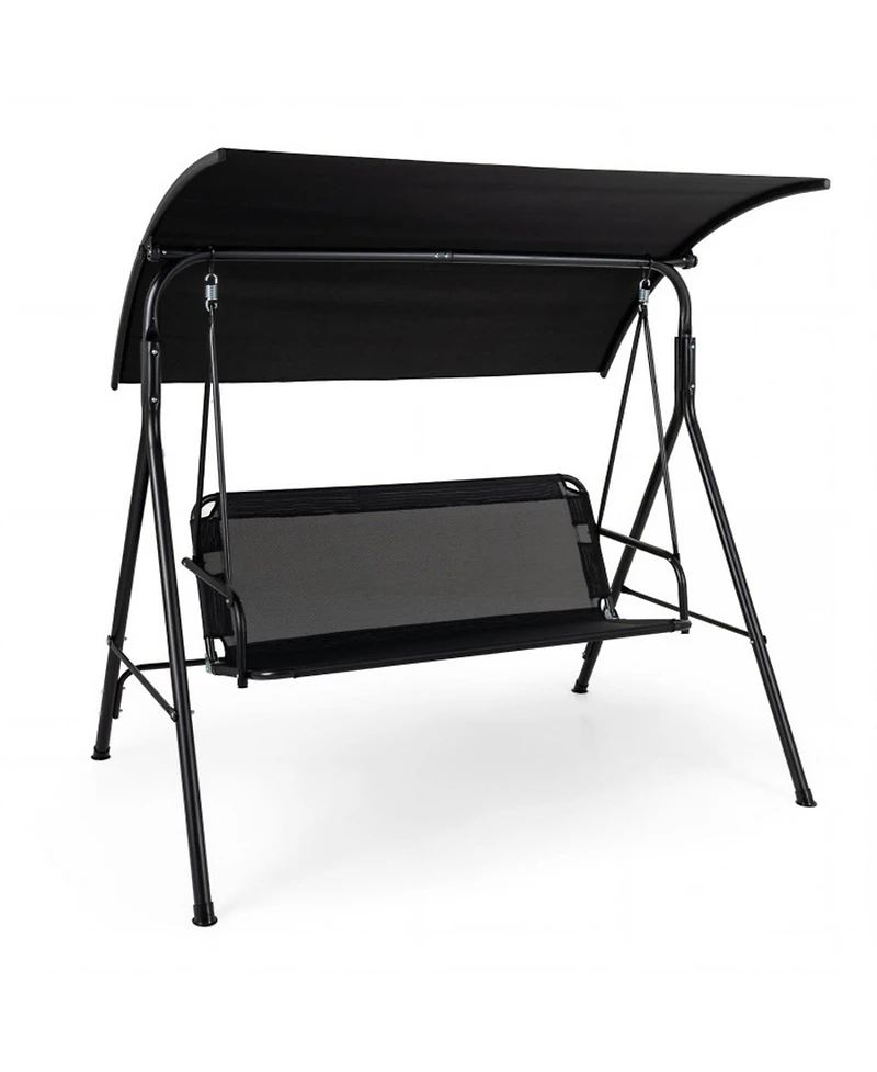 Sugift 3-Seat Outdoor Patio Swing Chair with Breathable Mesh Fabric
