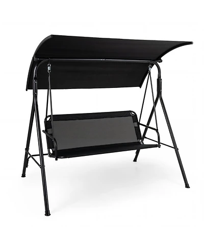 Sugift 3-Seat Outdoor Patio Swing Chair with Breathable Mesh Fabric