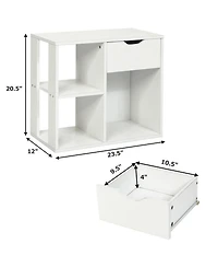Gouun 3-Cube Bookcase Storage Organizer with Pull-Out Drawer and 2-Tier Shelves