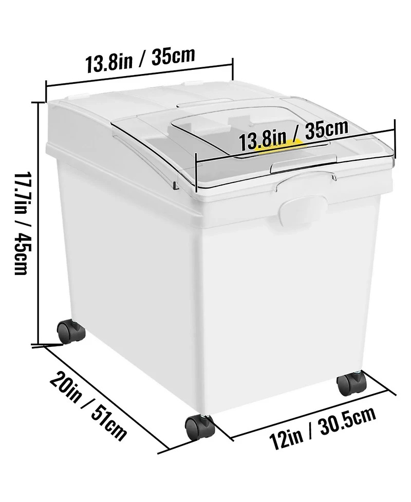 Viyet 3 Pack 10.5 Gallon Food Storage Containers with Wheels and Scoops